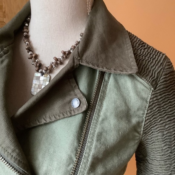 WILFRED FREE Olive Green Moto Jacket Size S - Picture 6 of 16